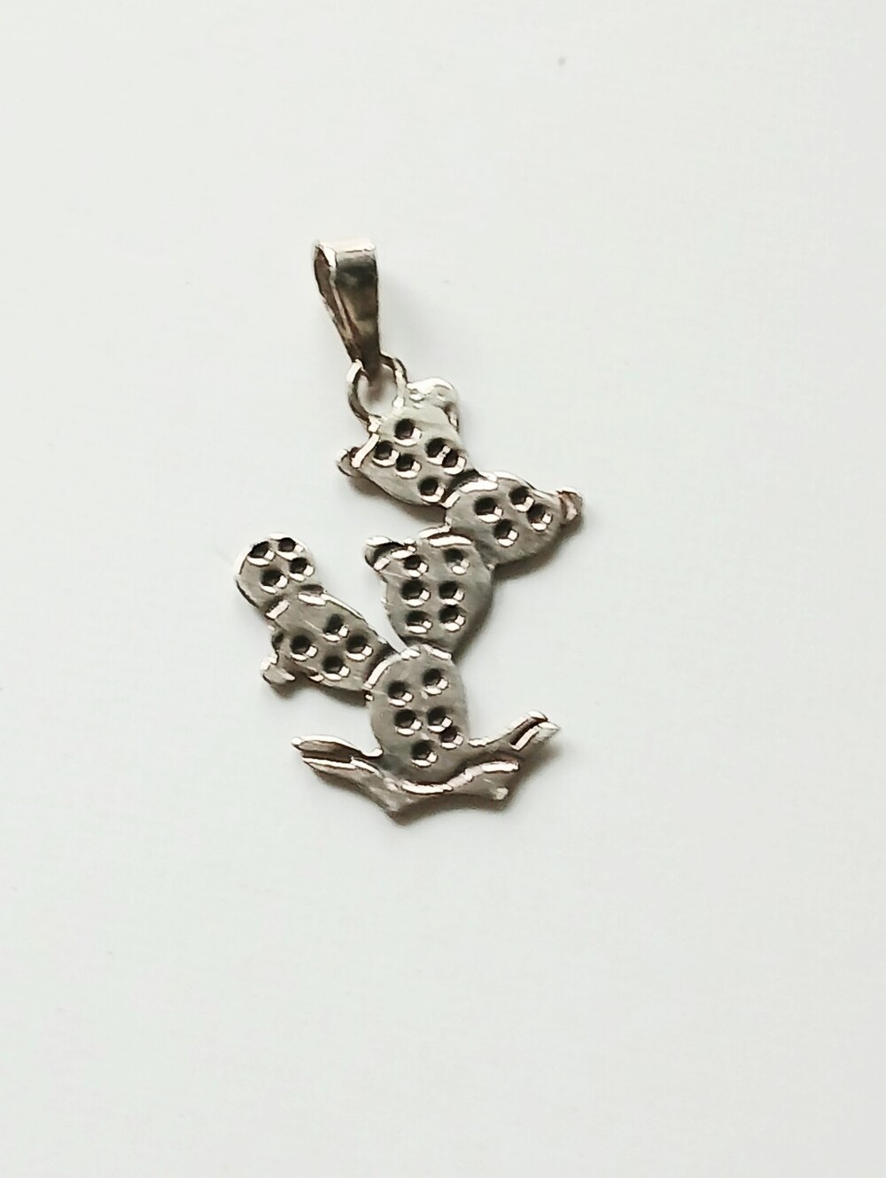 Vintage Mexican 925 Sterling Silver Prickly Pear Cactus Pendant Charm
